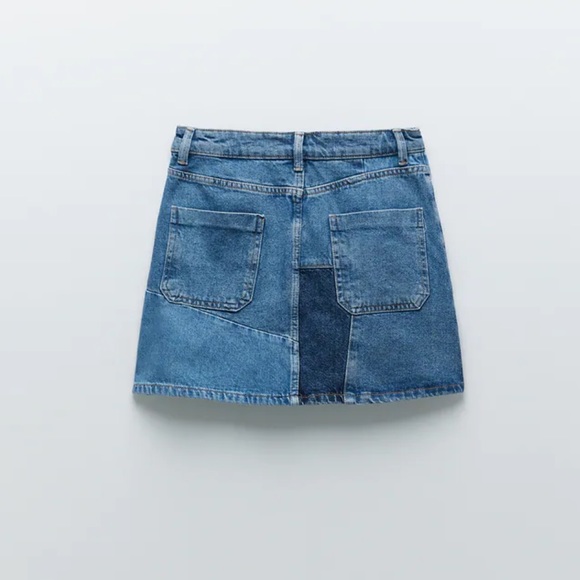 NWT Denim patchwork mini skirt - Picture 2 of 9